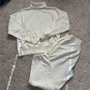 CALIA Cream Track Pants & mock neck